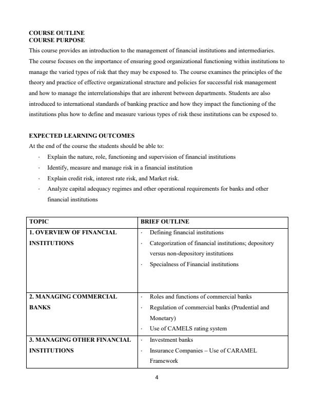 Page 4 – BAC 310: Management of Financial Institutions Notes – Kenyaplex