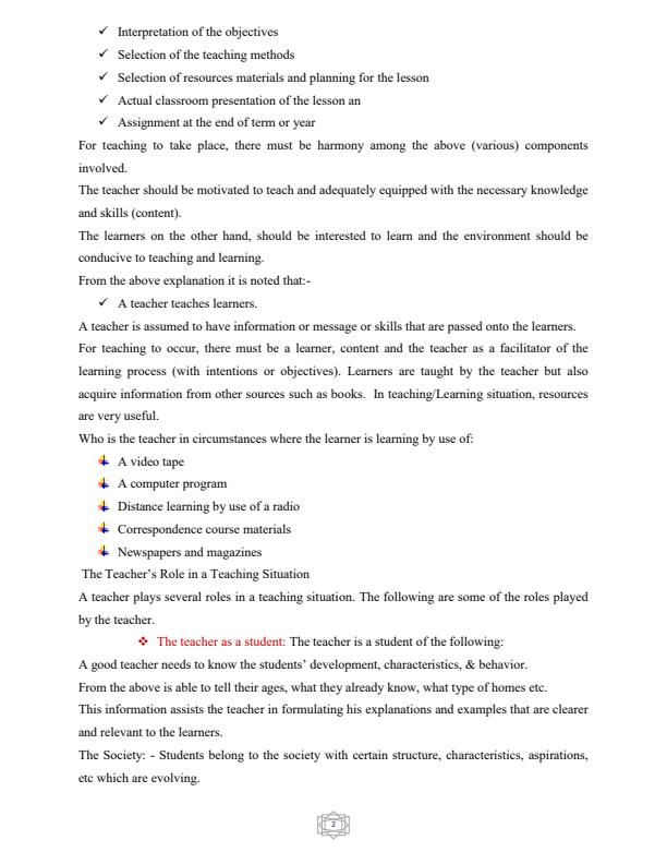 Page 2 – CIM 210: General Methods of Teaching Notes – Kenyaplex
