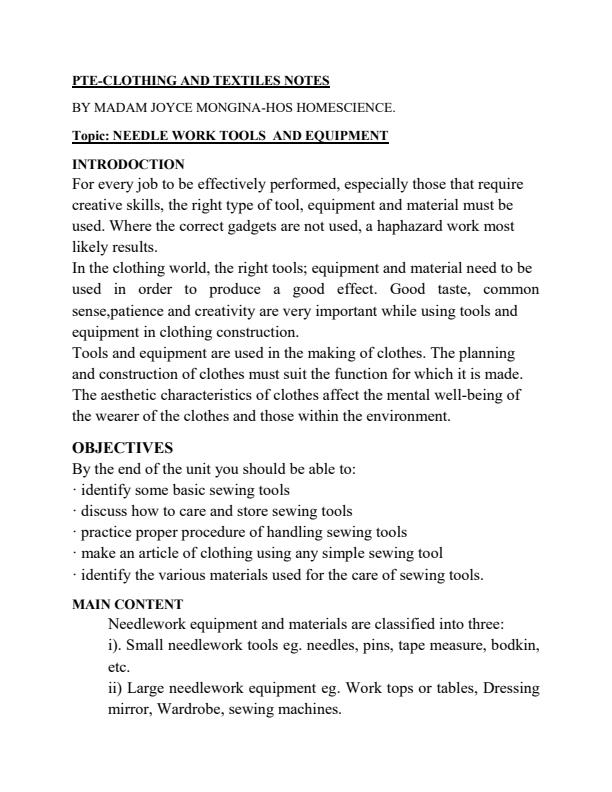 Page 1 – PTE Home Science Notes – Kenyaplex