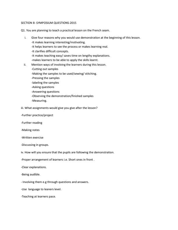 Page 1 – PTE Home Science Revision Questions and Answers – Kenyaplex