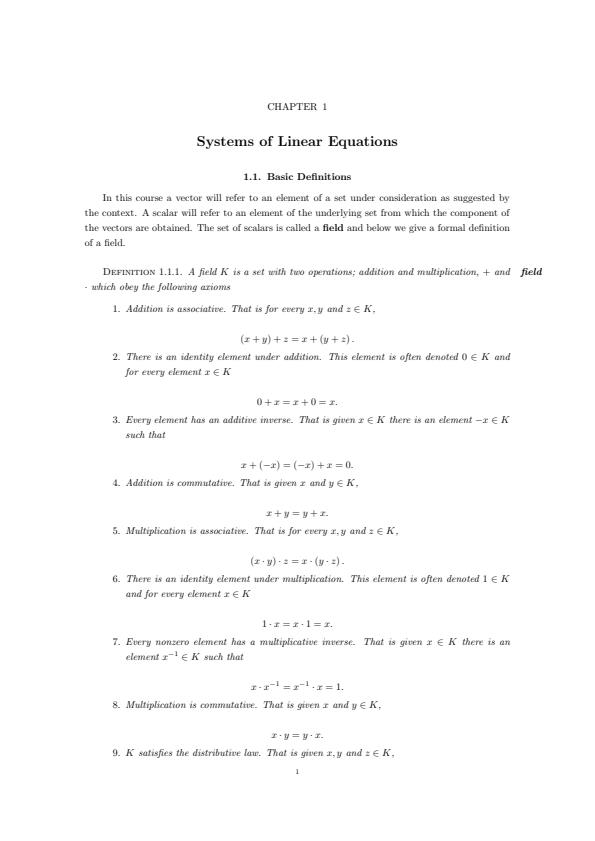 Page 1 – SPH 203: Linear Algebra Notes (14 Pages) – Kenyaplex
