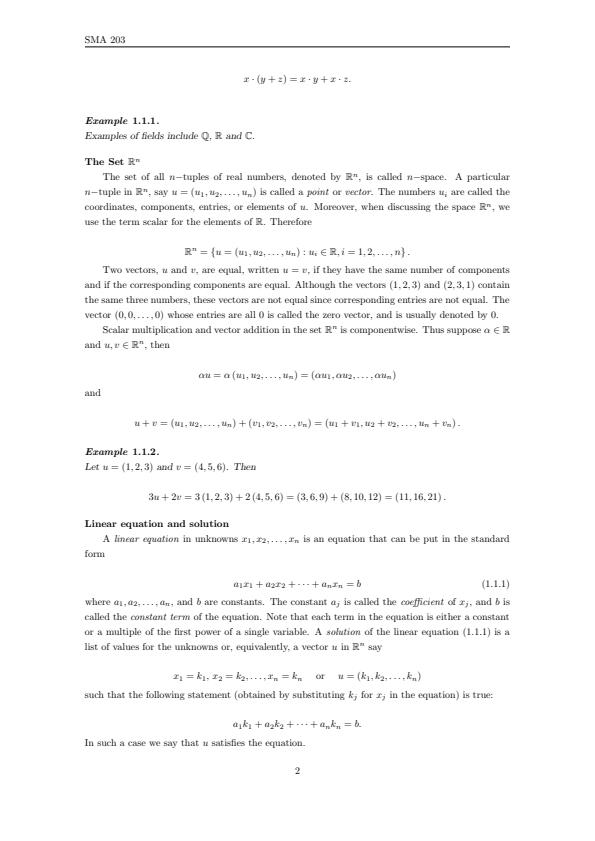 Page 2 – SPH 203: Linear Algebra Notes (14 Pages) – Kenyaplex