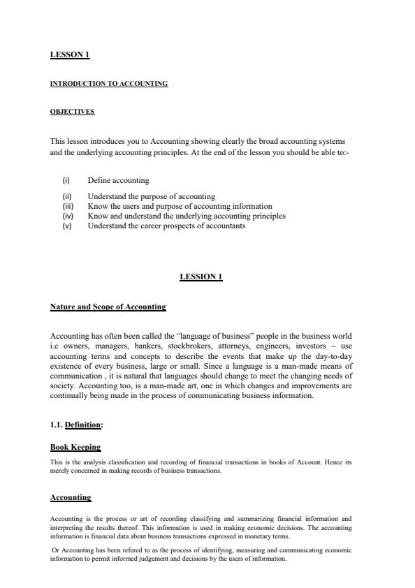 Page 1 – CAC 100: Fundamentals of Accounting 1 Notes – Kenyaplex