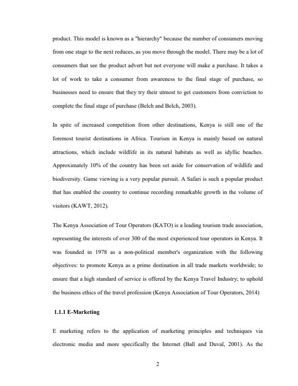 Page 2 – Influence of E-marketing on the performance of tour firms in Kenya – Kenyaplex