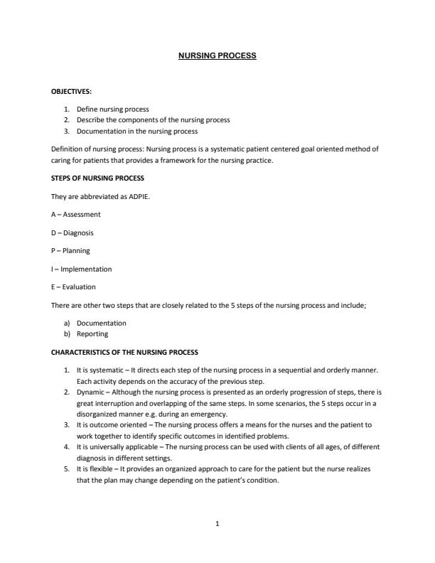 Page 1 – Nursing Process Notes – Kenyaplex