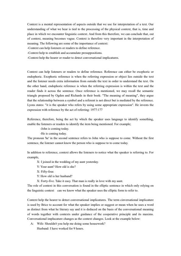 Page 1 – Explain the importance of the context in the interpretation of discourse – Kenyaplex