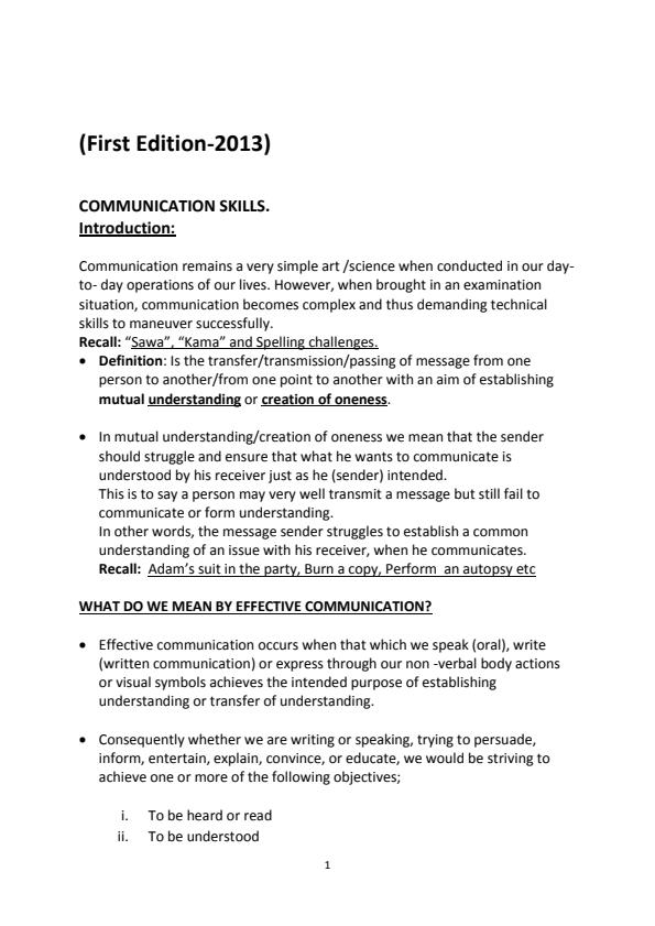 Page 1 – Certificate in Information and Technology: Communication Notes – Kenyaplex
