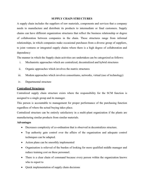 Page 1 – Supply Chain Structures Notes – Kenyaplex