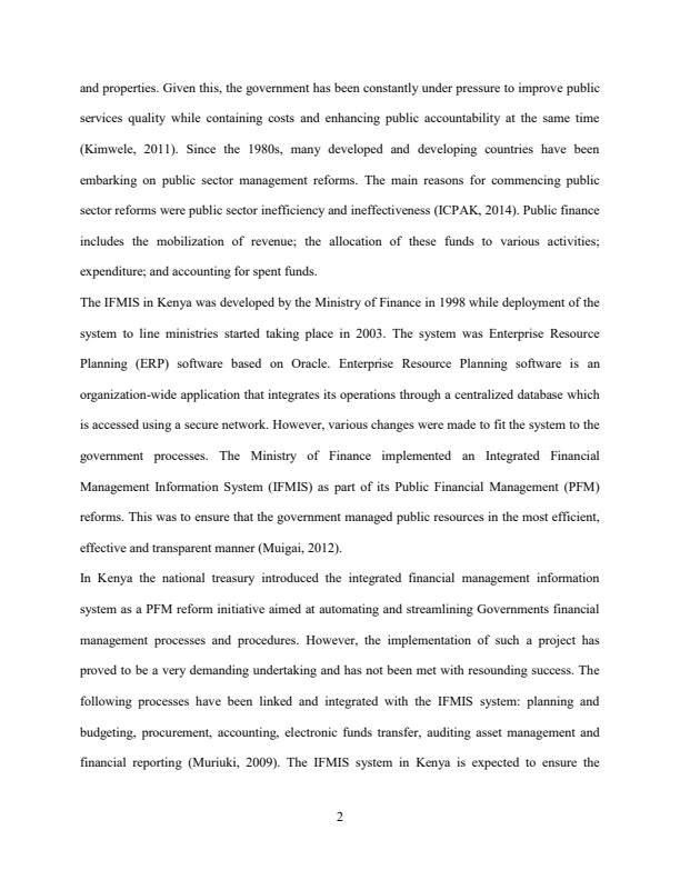 Page 2 – The impact of integrated financial management information system on expenditure control among county governments in Kenya – Kenyaplex