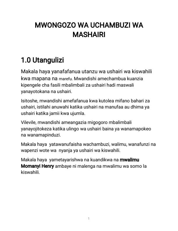 Page 1 – Mwongozo na Uchambuzi wa Ushairi – Kenyaplex