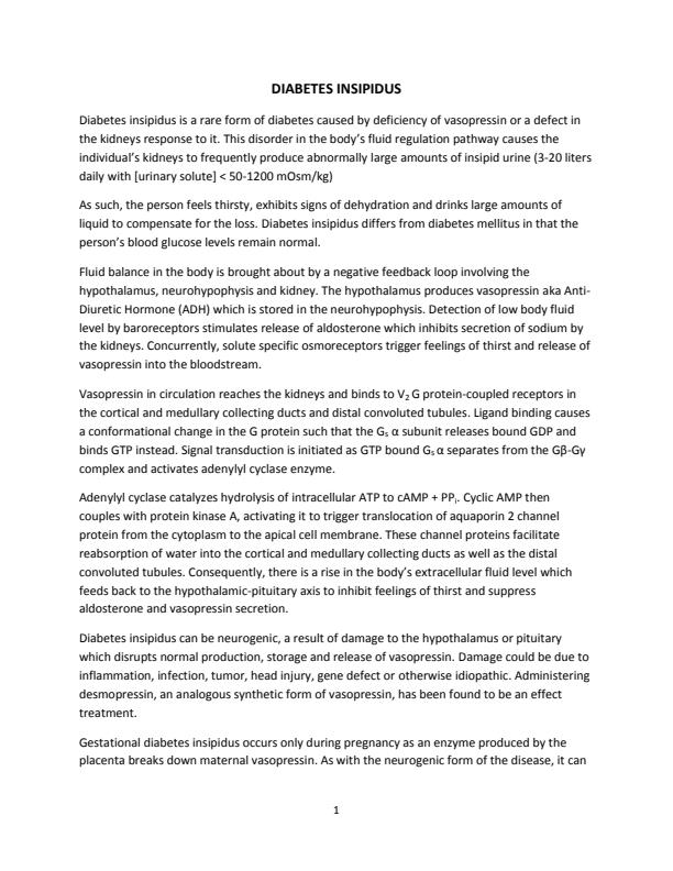 Page 1 – Diabetes Insipidus Notes – Kenyaplex