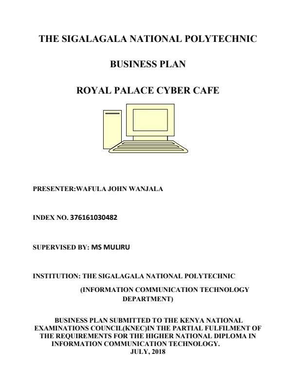 cyber cafe business plan sample in kenya