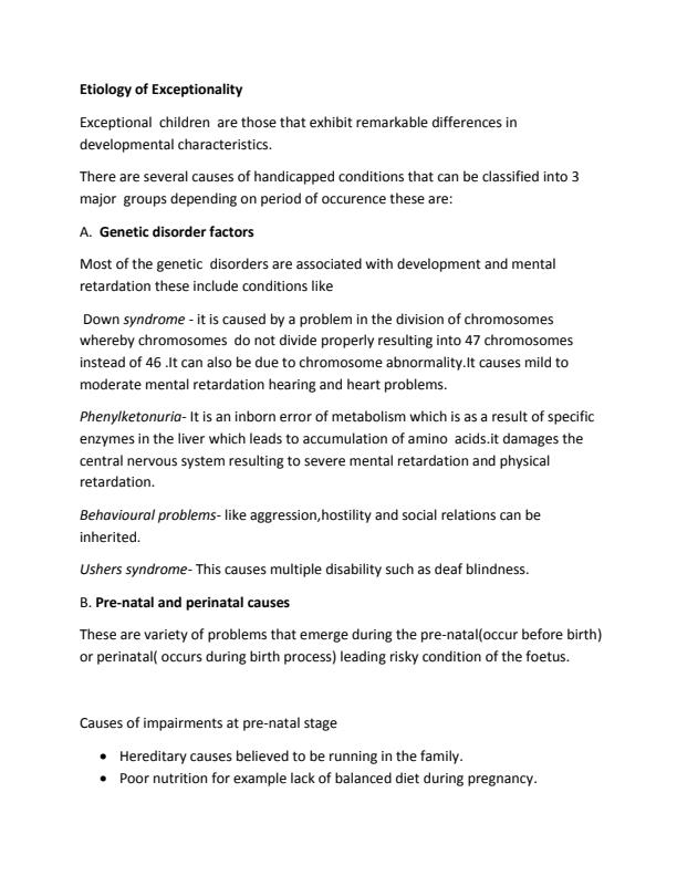 Page 1 – Causes of impairments to learners before and after birth – Kenyaplex