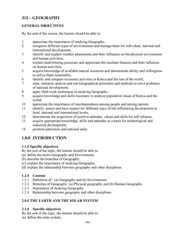 Geography syllabus Form 1 to Form 4 2913
