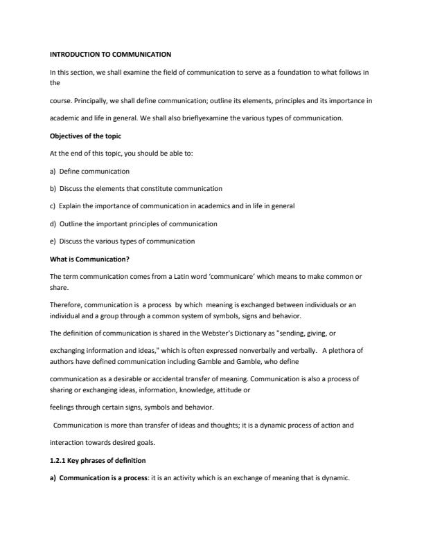 Page 1 – BUCU 100 Communication Skills Notes – Kenyaplex