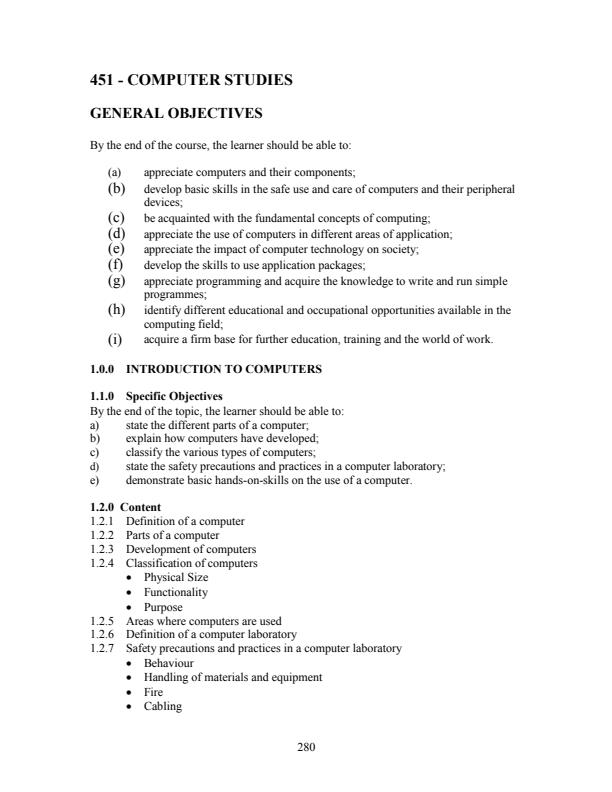 Page 1 – Computer Studies Syllabus – Kenyaplex