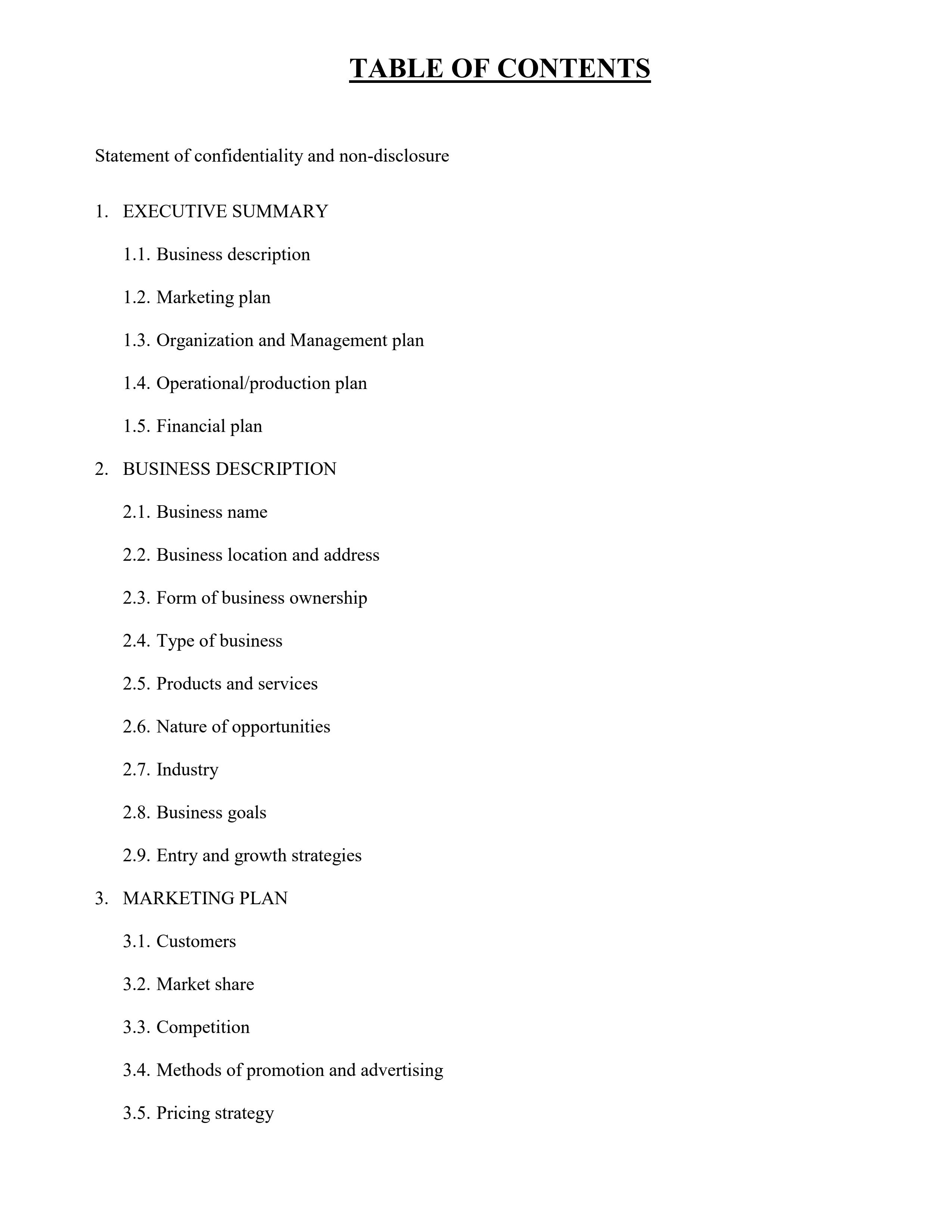 Page 3 – Sample Cafeteria Business Plan – Kenyaplex