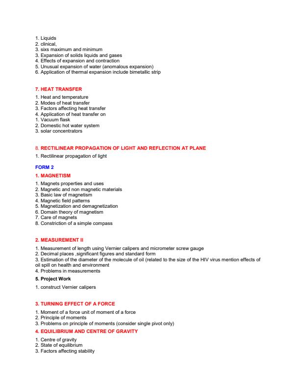 Page 2 – Physics Syllabus Form 1 to 4 – Kenyaplex