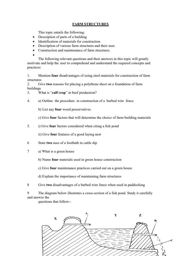 Form 4 Agriculture Topical Questions and Answers on Farm Structures 2977