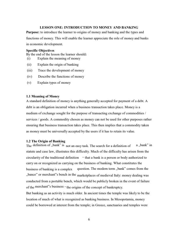 Page 3 – DAF 1306: Money and Banking Notes – Kenyaplex