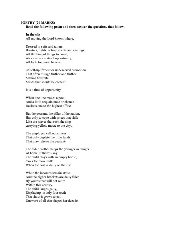 Page 1 – Poetry Form  1-4 with Answers – Kenyaplex