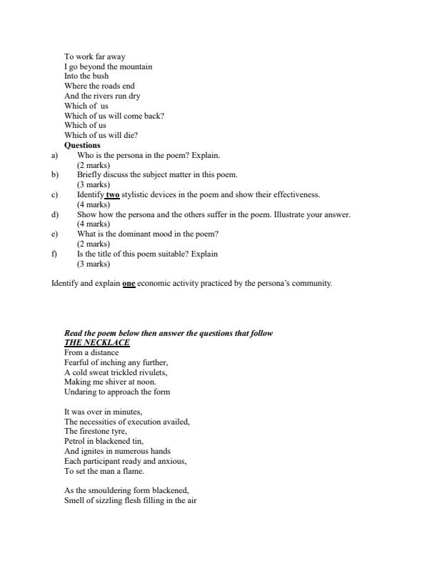 Page 4 – Poetry Form  1-4 with Answers – Kenyaplex