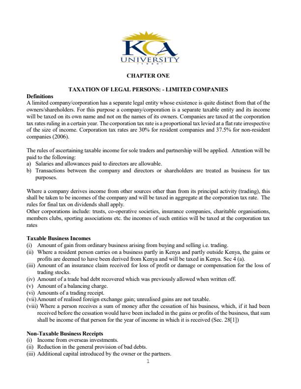 Page 1 – CFM 300: Advanced Taxation Notes – Kenyaplex