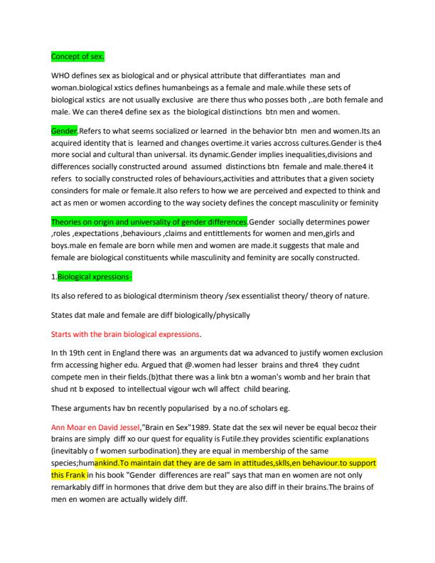 Page 1 – SAS 301 - Contemporary Gender Issues Notes – Kenyaplex