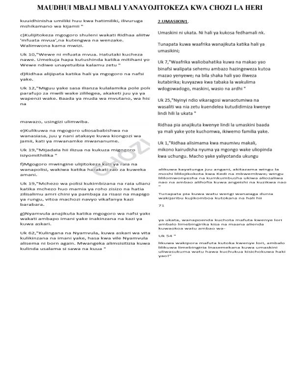 Page 2 – Maudhui Na Jinsi Vinavyojitokeza Katika Chozi La Heri – Kenyaplex