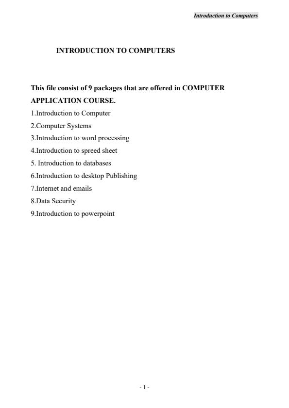 Page 1 – Computer Packages Notes – Kenyaplex