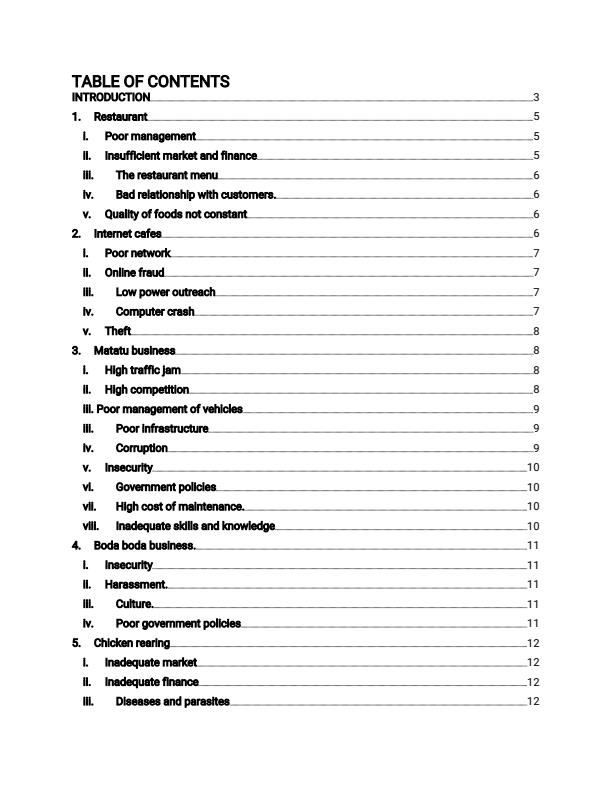 Page 2 – Explain key challenges that can be attributed to the failure of each of the following businesses and suggest possible solutions(i) Restaurants... – Kenyaplex
