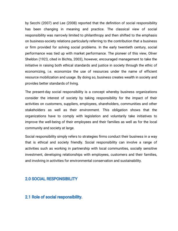 Page 2 – Discuss the role of social responsibility by a business organization and justify why the  planning should incorporate it in the business. – Kenyaplex