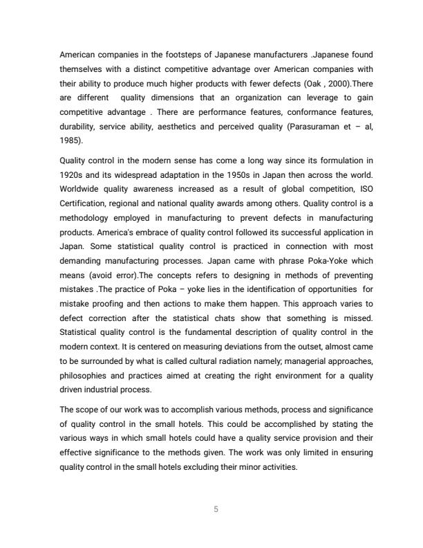 Page 2 – What do you understand by the term quality control? Explain how you can ensure quality control in a  small hotel and justify its significance – Kenyaplex