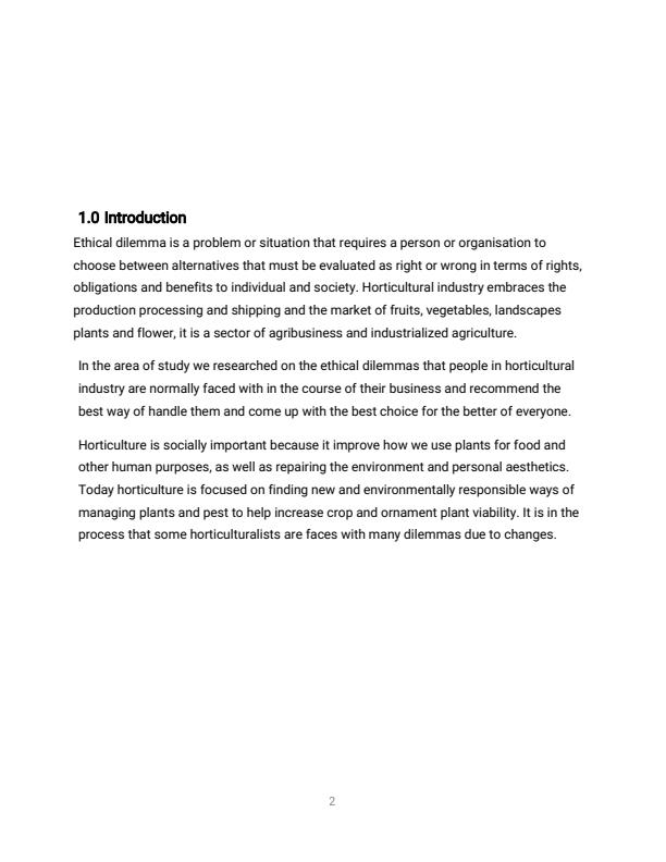 Page 2 – Using relevant  examples from horticultural industry, describe unethical dilemmas / scenarios that are likely to occur  and suggest the best way to handle each of them.  – Kenyaplex