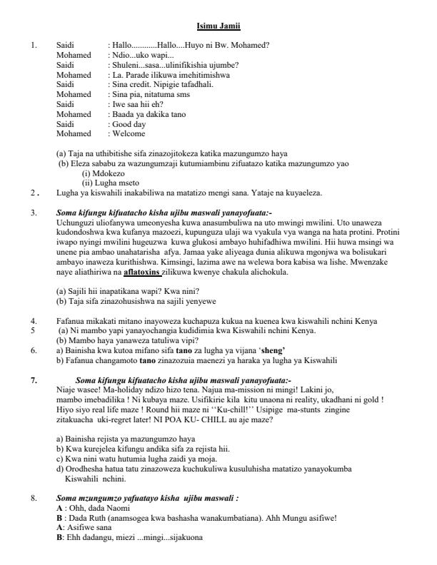 Page 1 – Maswali na Majibu ya Isimu Jamii – Kenyaplex