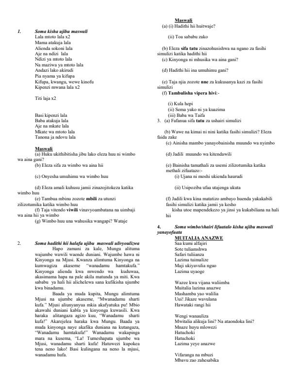 Page 1 – Maswali na Majibu ya Ushairi – Kenyaplex