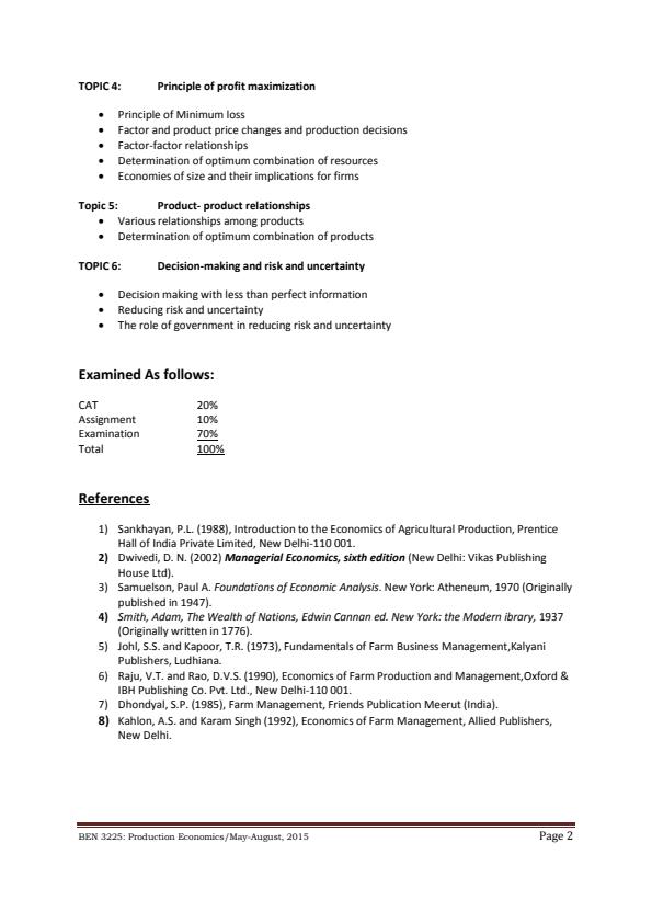 Page 2 – BEN 3225: Production Economics Notes – Kenyaplex