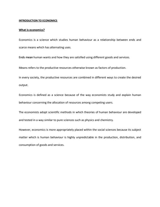 Page 1 – Introduction to General Economics Notes – Kenyaplex