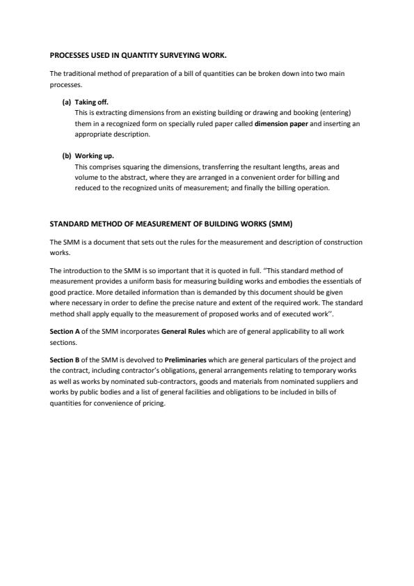 Page 2 – Measurement of Building and Civil Engineering Works Notes – Kenyaplex