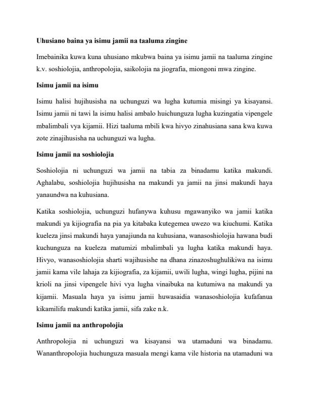 Page 1 – Uhusiano baina ya isimu jamii na lugha – Kenyaplex