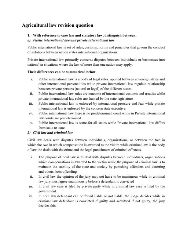 Page 1 – AGEC 452: Agricultural Law Notes (4 pages) – Kenyaplex