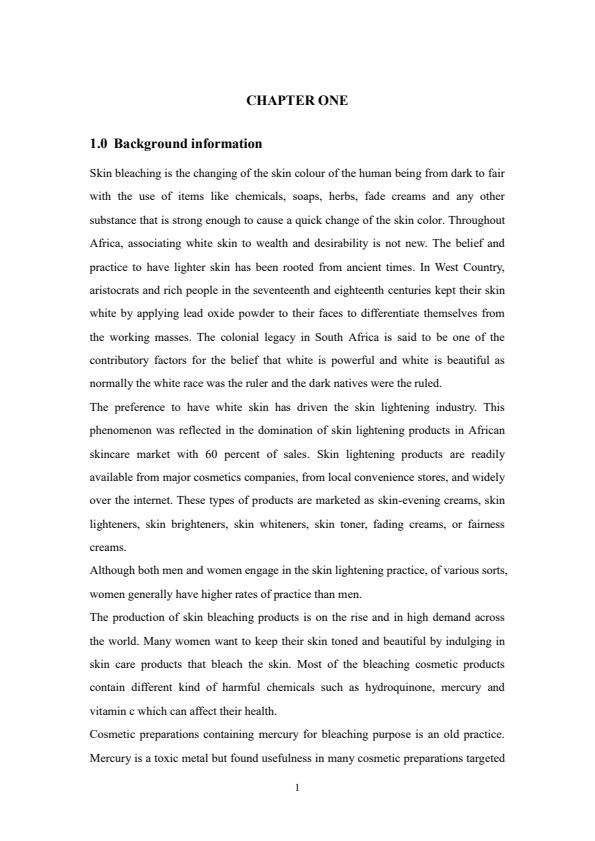 Skin Bleaching and its Negative Effects on the Physical Appearance of