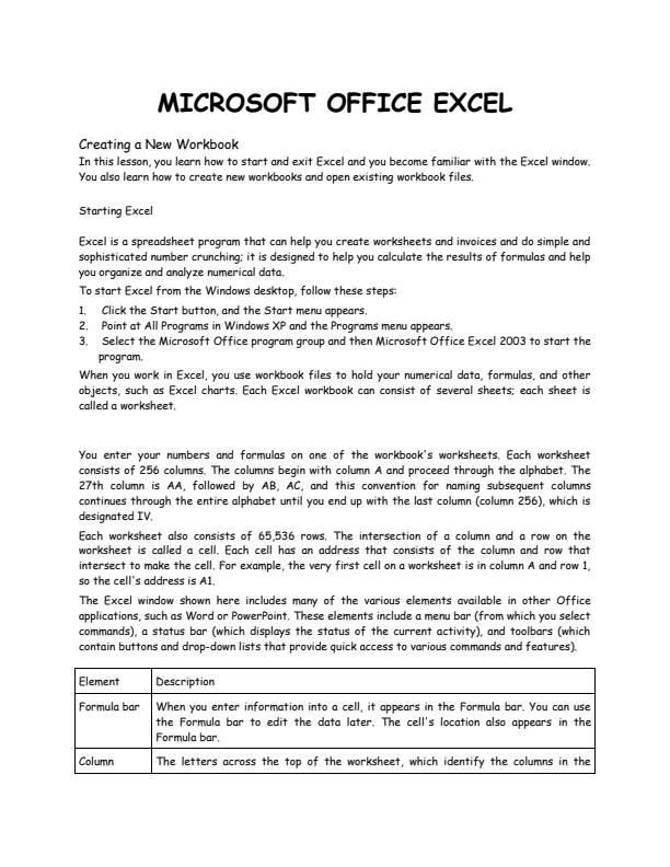 Page 1 – Simplified Microsoft Excel Notes – Kenyaplex
