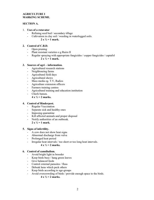 Page 2 – Agriculture KCSE Revision Booklet – Kenyaplex