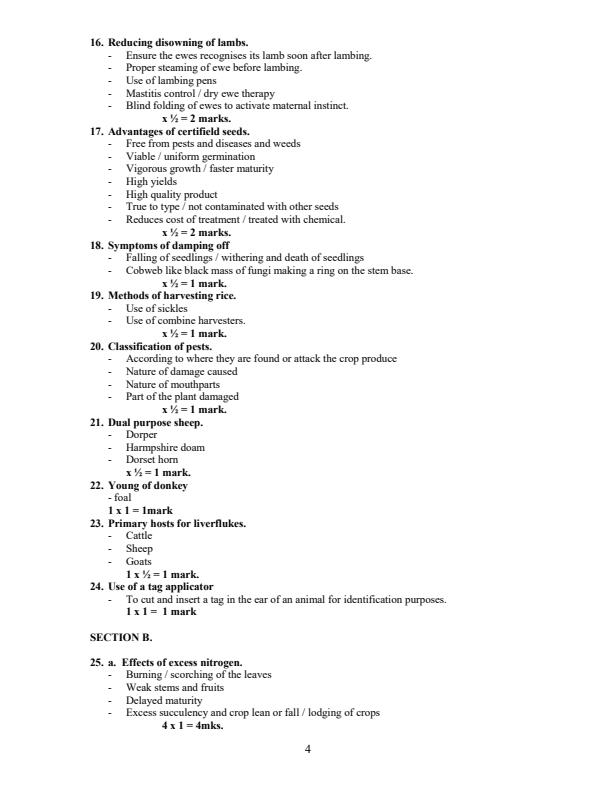 Page 4 – Agriculture KCSE Revision Booklet – Kenyaplex