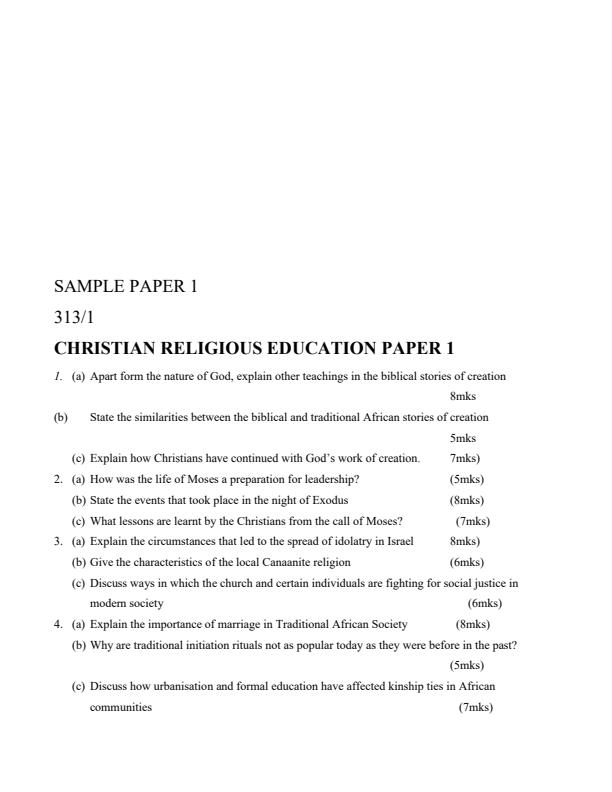 Page 1 – CRE Paper 1 Revision Booklet – Kenyaplex