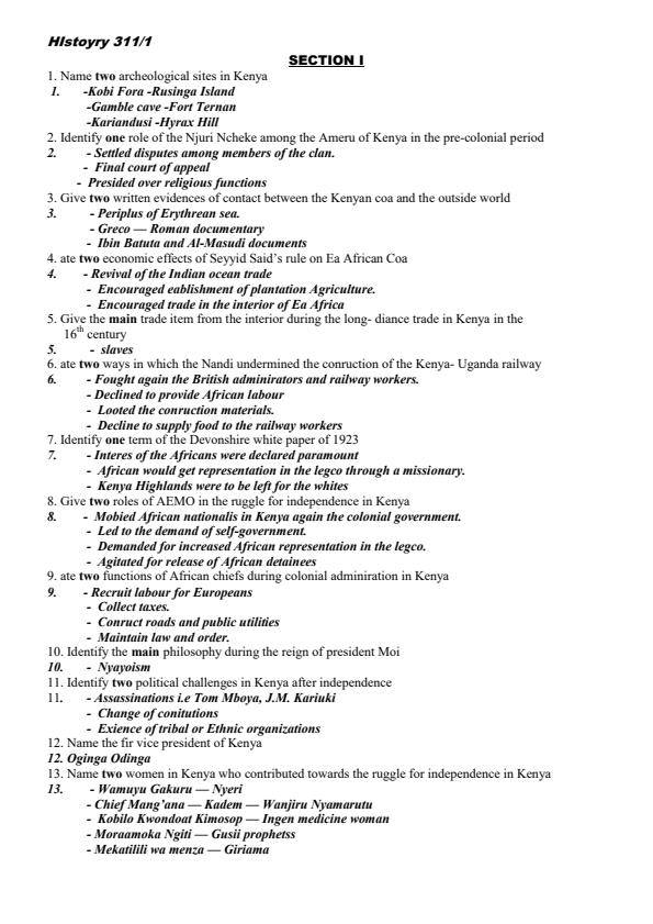 Page 1 – History Revision Booklet Form 1 to Form 4 – Kenyaplex