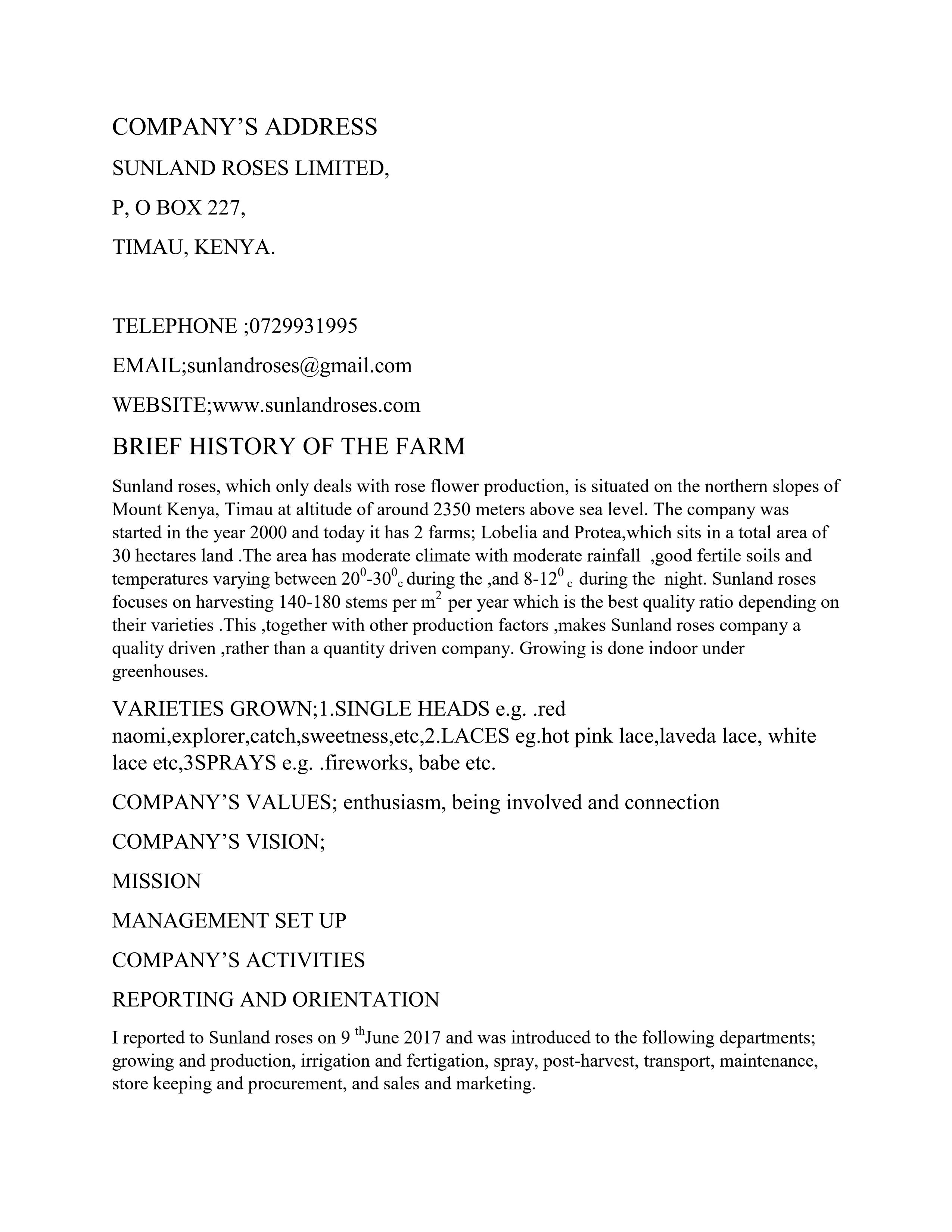 Page 4 – Horticultural Production Industrial Attachment Report – Kenyaplex
