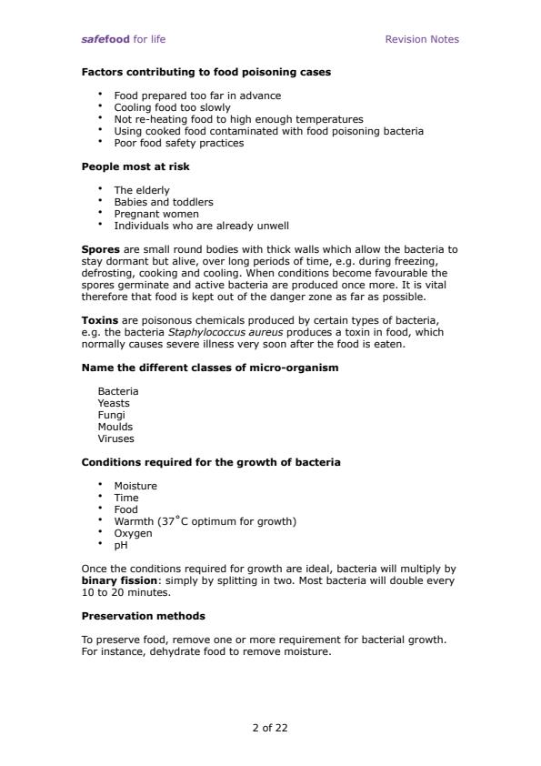 Page 1 – DND 2207 Food Hygiene and Safety Notes – Kenyaplex