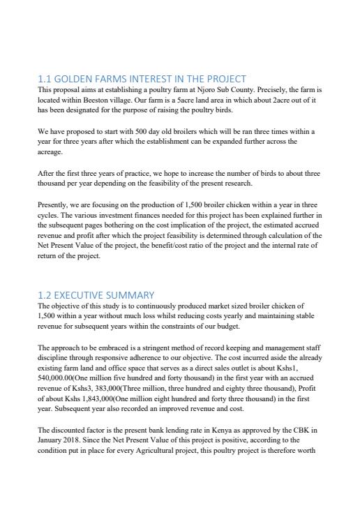 Page 2 – Poultry Farming Business Plan – Kenyaplex